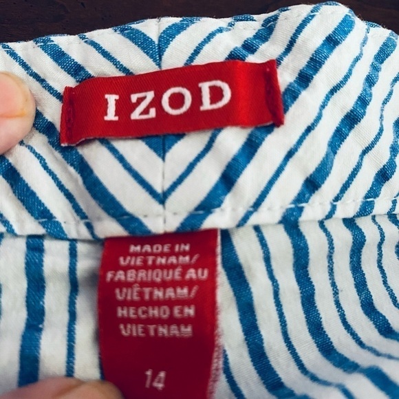 IZOD Blue & White Seersucker Shorts Women’s Size 14 | Classic Summer Style - Picture 5 of 6